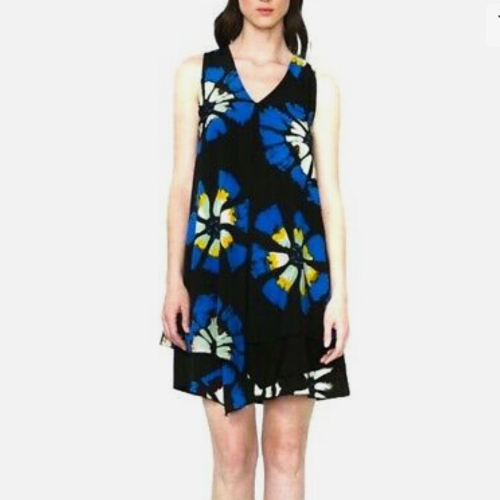 Desigual Eranthe Shift Dress Floral Layered V-Neck Q4